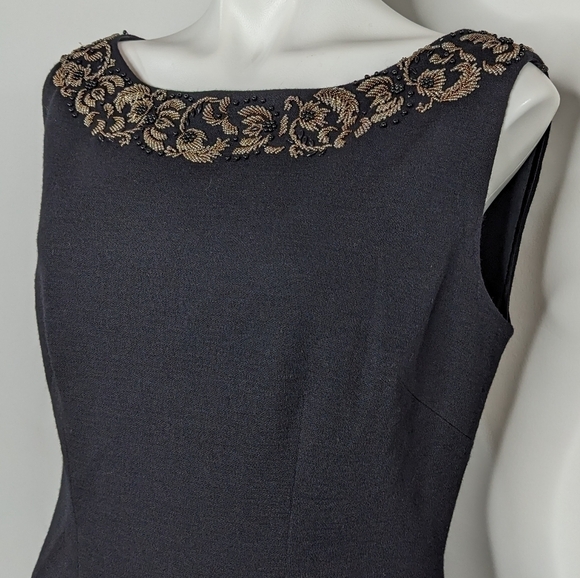 Vintage Banff black brown beaded wool sleeveless blouse 18 - Picture 4 of 9